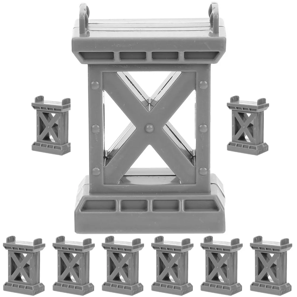 9Pcs Train Track Accessories Wooden Bridge Supports Gray Green Random Child Toy Trains Layout Stable System Compatible Brands