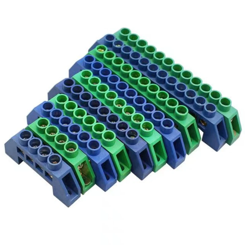 Wire Connectors Bridge Design Zero Line 4-12 Pole Screw Brass Copper Grounding Strip Terminal Block Earth And Neutral wire connectors,din rail terminal block,ground bar connector