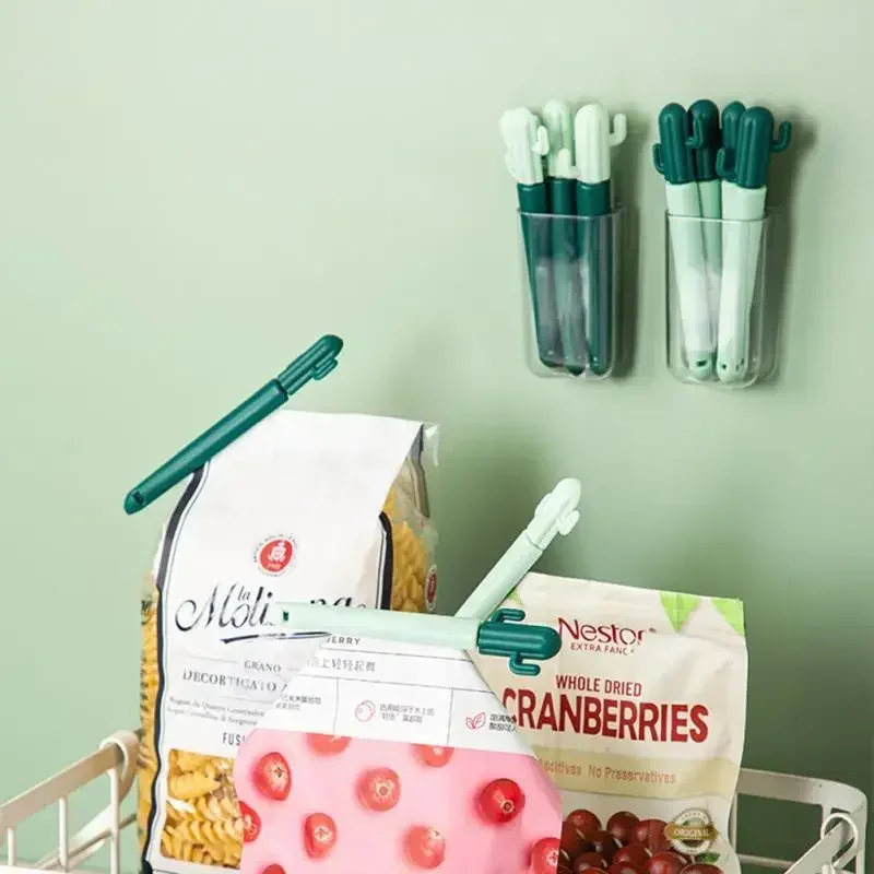 5pcs Candy Color Bag Sealing Clip Snack Fresh Keeping Kitchen Accessories Cactus Plastic Moisture-proof Closure Clamp for Food 3