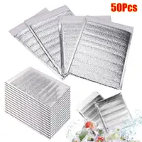 50Pcs/Pack Ice Cold Warm Aluminum Foil Bag Food Thermal Drink Storage Insulation Bag Delivery Carrier with Closure Cooler Bag 1