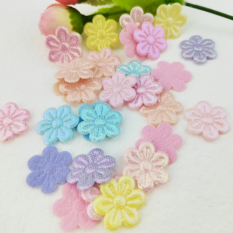 100Pcs 2CM Shiny Blume Applique Padded Patches Für Kleidung Hut Handwerk Nähen Liefert DIY Headwear Haar Clips Bogen decor