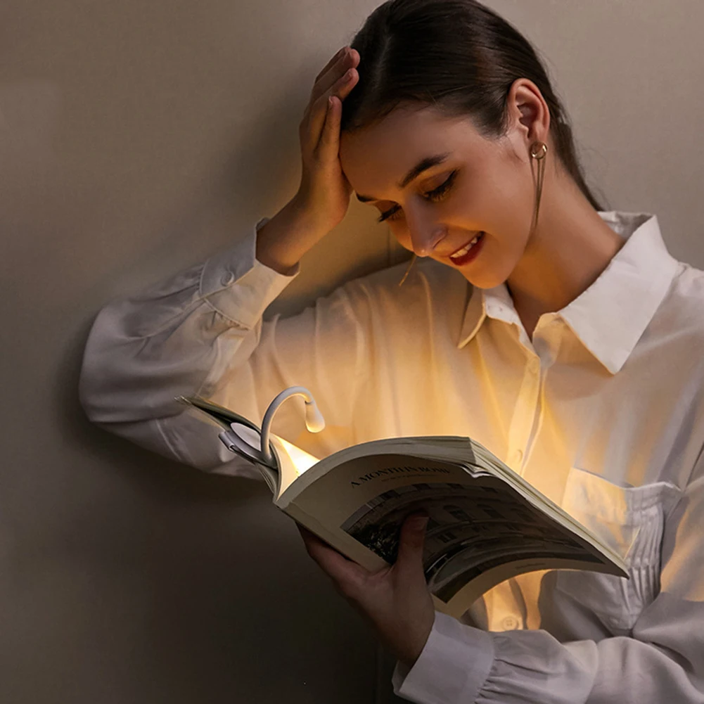 ABS Mini Rechargeable Reading Light Eye-Care Reading Light For Books In Bed Flexible Gooseneck Clip On For Book Lovers book light