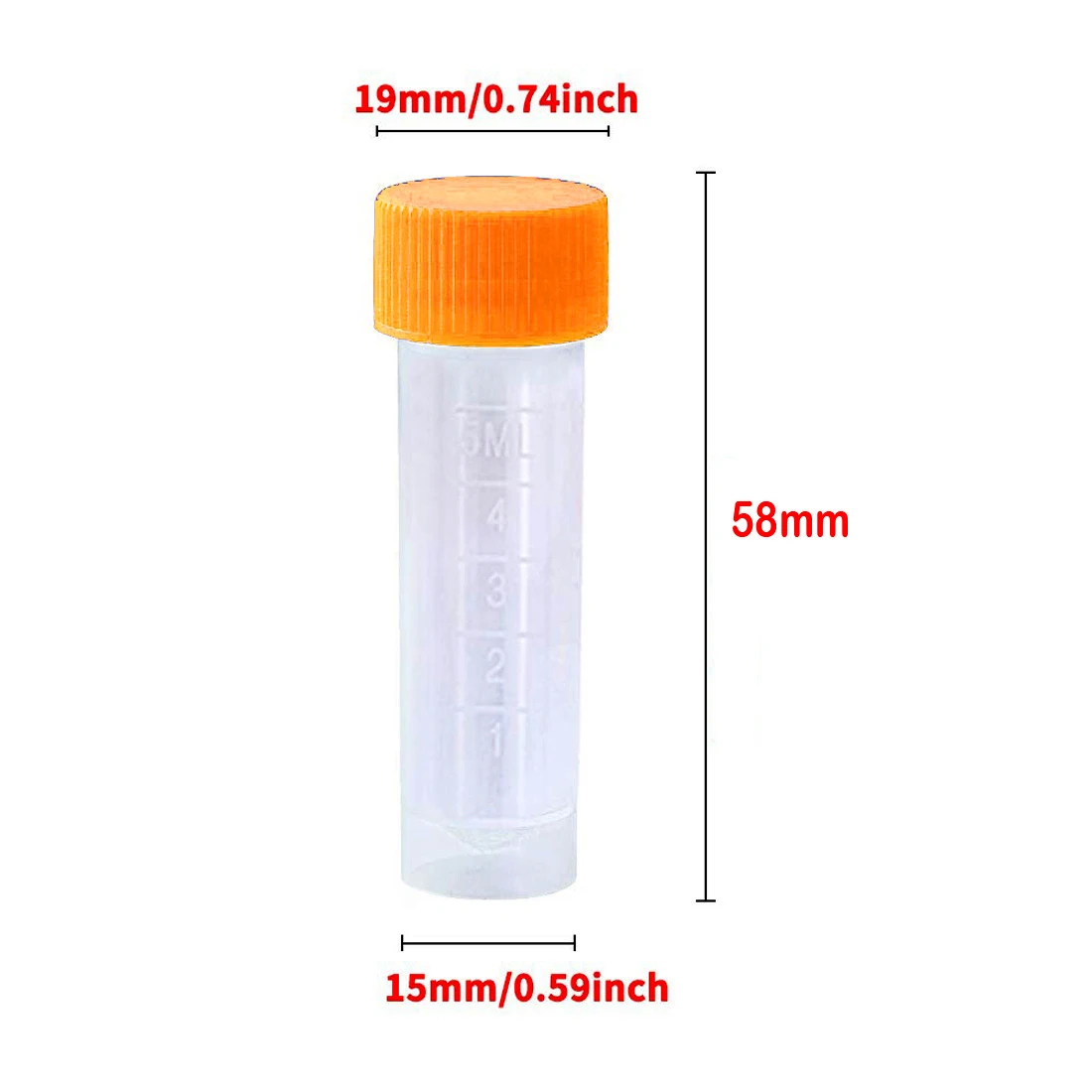 Plastic Test Tubes 50/100Pcs Laboratory 5ml/2ml/1ml Plastic Freezer Tube Cryovial Silicone Gasket Lab Frozens Storage Tube Subpackage Vial