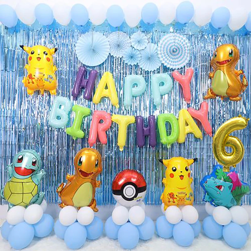 

64pcs new Pokemon Kawaii Pikachu anime figure kids birthday party decor balloon action figure baby shower cartoon party supplies