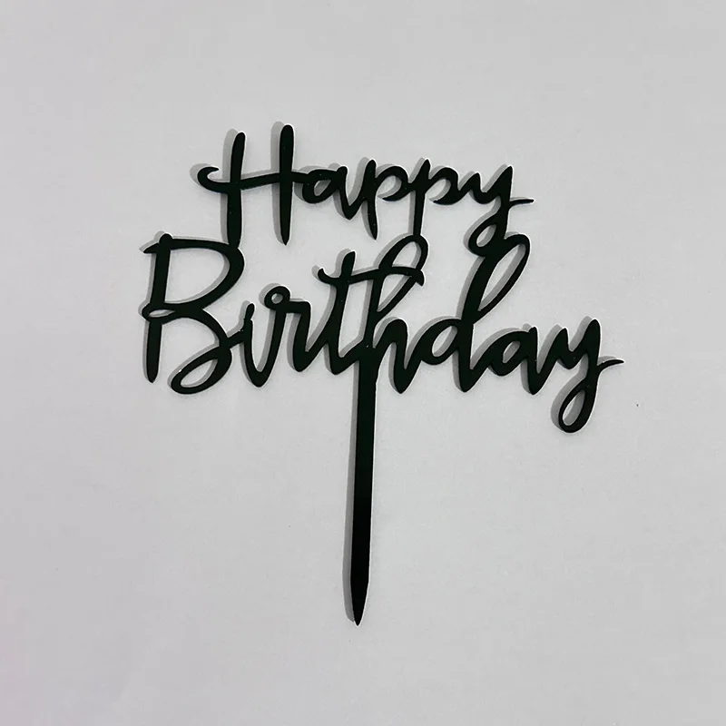 דגל עוגת יומולדת מאקריליק שחור זהב למבוגרים וילדים, דגל עוגת מסיבת יומולדת לתינוקות וקינוחים