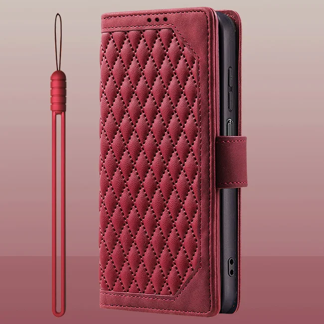 Leather Flip Magnetic Wallet Phone Case with Card Holder and Stand Function