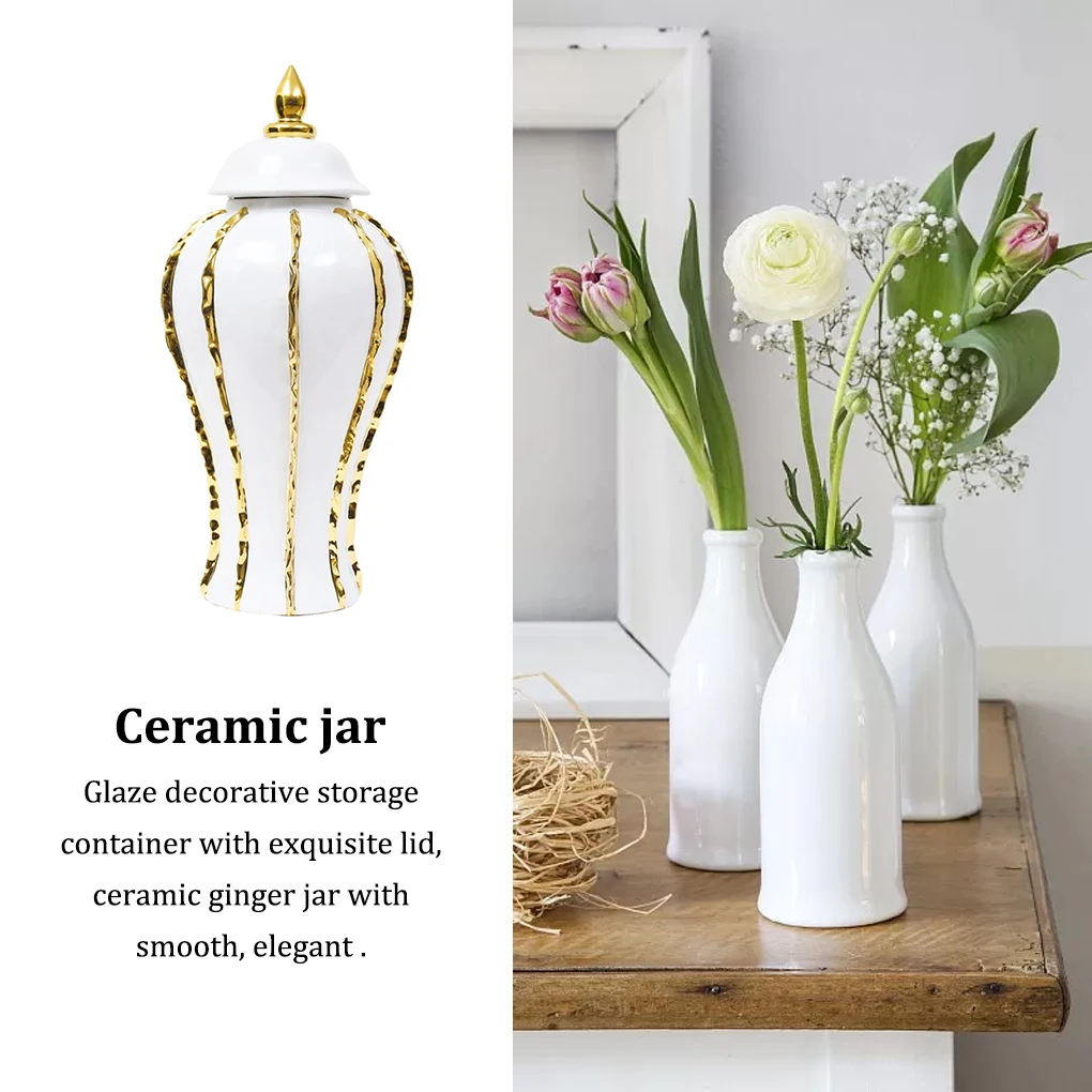 

Керамическая ваза для цветов с крышкой, банка для имбиря, декоративные контейнеры, аксессуары для украшения