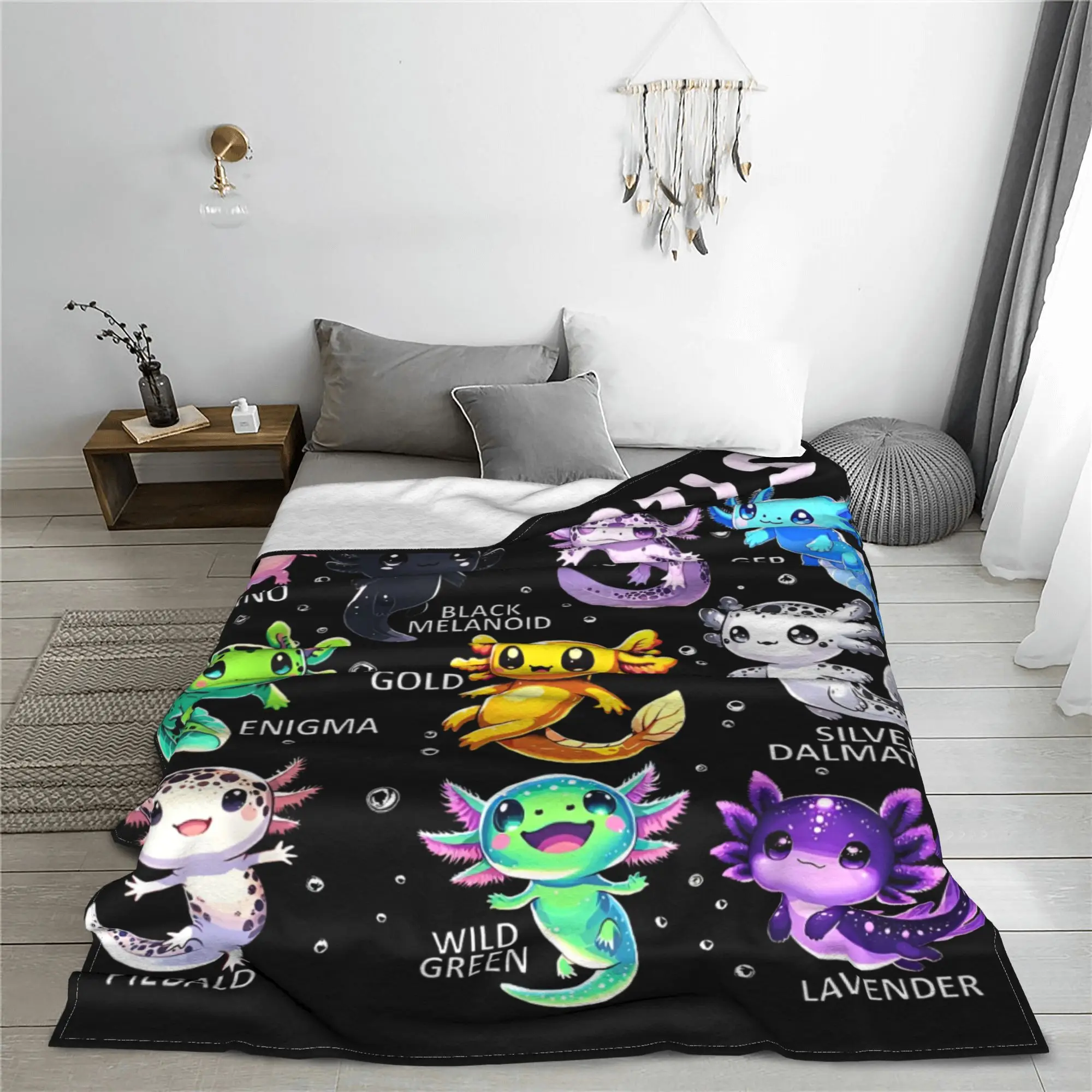 Axolotl Kawaii Axolotls Of The World Axolotl Animals Flannel Blanket  Vintage Throw Blanket for Home 125*100cm Bedspreads 3