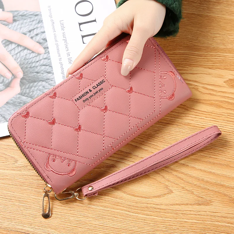 Mini Wallets for Women  PU Leather Card Holder with Embroidered Heart -  Change Pouch Credit Card Holder Mini Trifold Purse with Wrist Strap Kagrote  : : Clothing, Shoes & Accessories