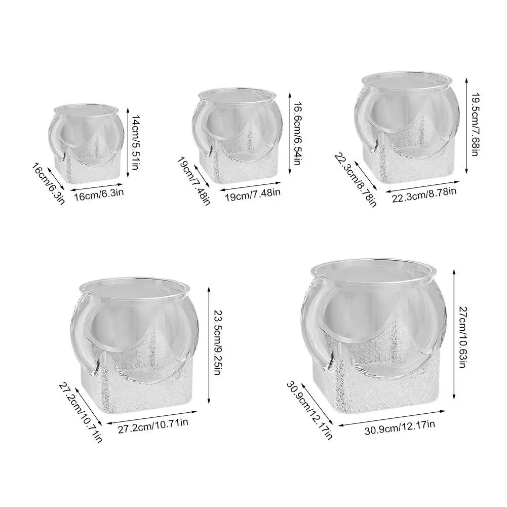 Transparent PET Fish Tank Round Desktop Aquarium For Betta Fish Turtle Hydroponic Plant Vase Shatter Resistant Easy Clean Decor