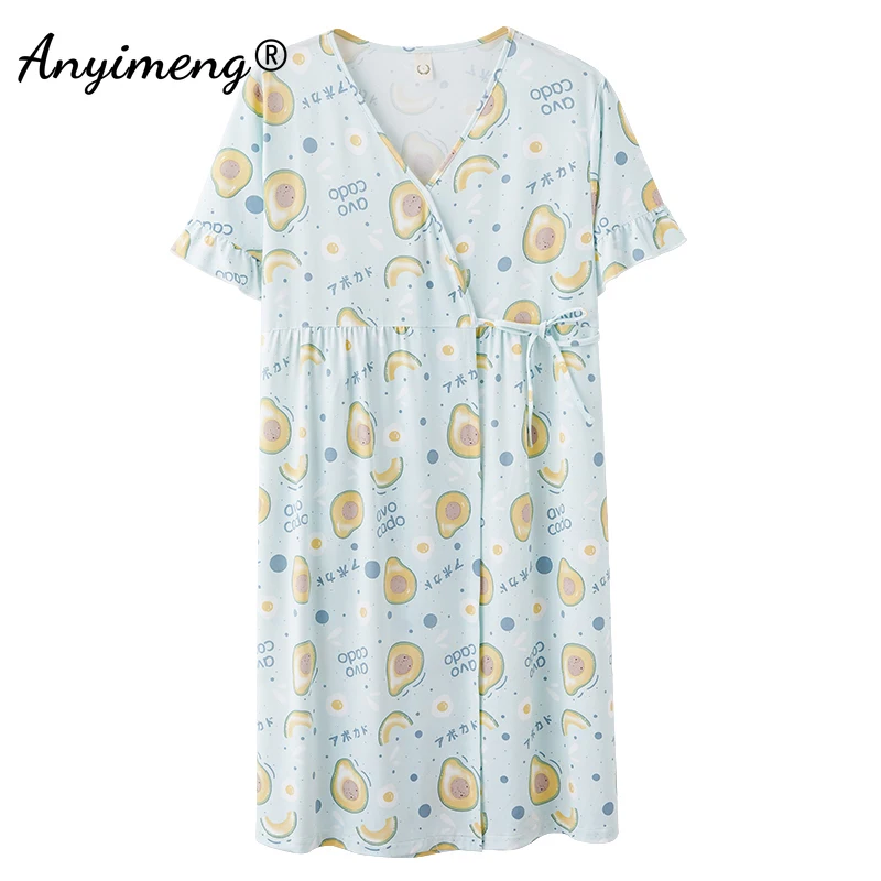 

Ночная рубашка хлопковая женская, трикотажная, с принтом в виде клубники, размера плюс, 5XL