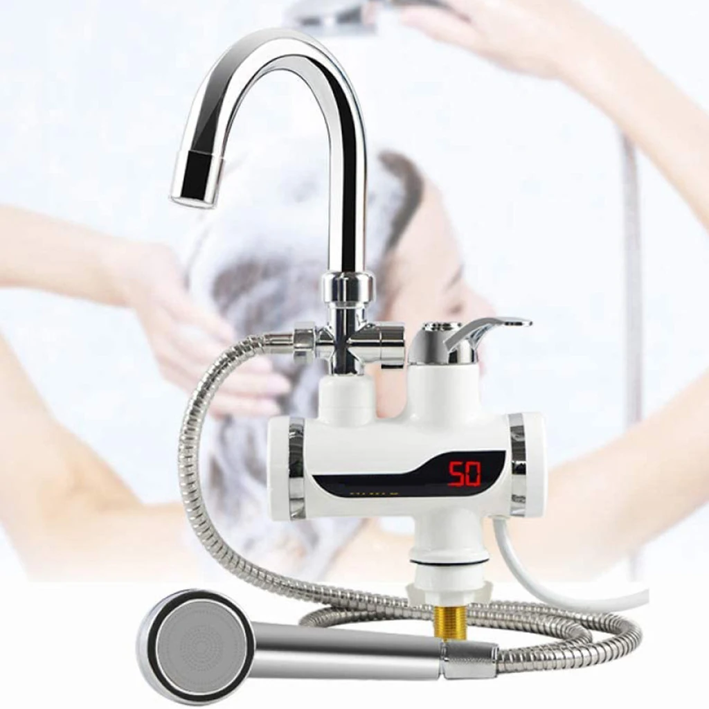 

360° Tankless Electric Water Heater Hot and Cold Water Instant Water Heating for Home Bathroom
