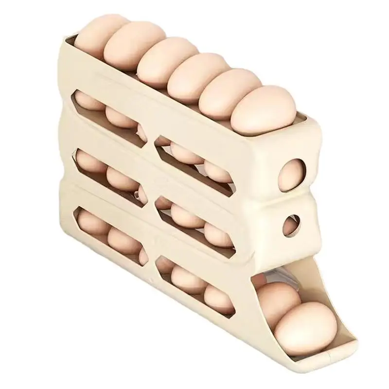 

4 Tier Egg Dispenser Multi Grid Space Saving Egg Roller Large Capacity Egg Dispenser Holder For Refrigerator Efficient Storage