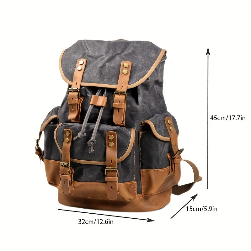 Waterproof wax canvas hiking fishing hunting bag backpack outdoor