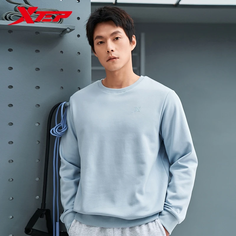 Xtep Pullover Sweater For Men Winter Round Neck Keep Warm Sweatshirt Comfortable Loose Training Trendy Tops