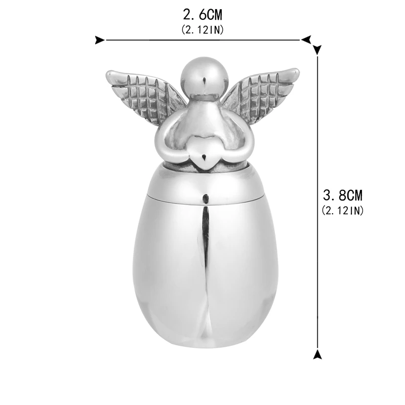 Cute Angel Wing Heart Memorial Keepsake Stainless Steel Cremation Urns For Human Pet Ashes Can Be Engraved Memorial Ashes Holder Cremation Urn