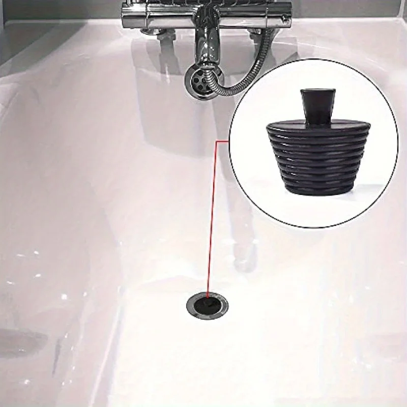 Silicone Bathtub Drain Plug, Universal Conical Spiral Plug Suitable for Bathtub and Sink Drain Outlets, Leak Proof Sealing Plug