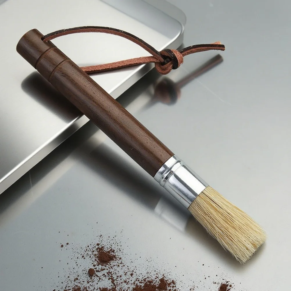 1pc Coffee Cleaning Brush With Wooden Handle For Coffee Machines Bean Grinders Cleaning Tools Replacement 17.5 Cm Cleaning Brush