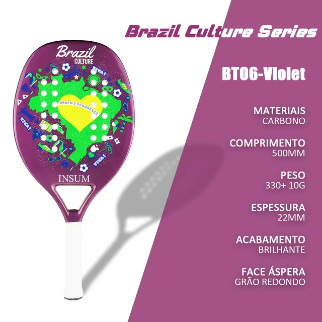 INSUM-Beach Tennis Racket with EVA Soft Full Carbon Fiber Surface, Men and Women 2