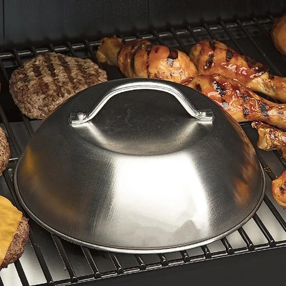 Stainless Steel Oven Squeegee Cover Arched Round 6/9inch Cheese Melting Dome Barbecue Tools with Handle Steak Pot Lids Cover