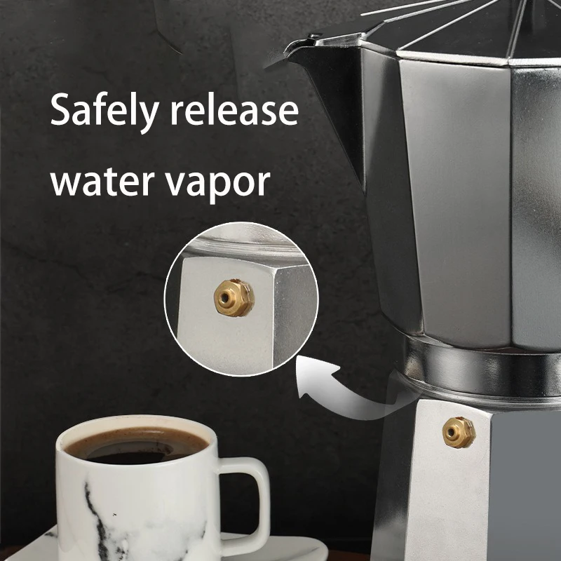 MuqiNush 1/2/3/6Cups Aluminum Moka Pot Coffee Maker Espresso Percolator Mocha Kettle Heater Home Household Outdoor Camping Tools 4