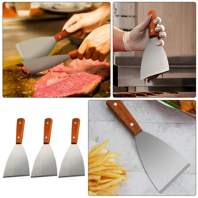3 Db Sütőtálca Készlet Főzési Grill Spatula Sütés Steakkaparó Fém 21,5X9Cm Kültéri Rozsdamentes Acél Többcélú - Image 5