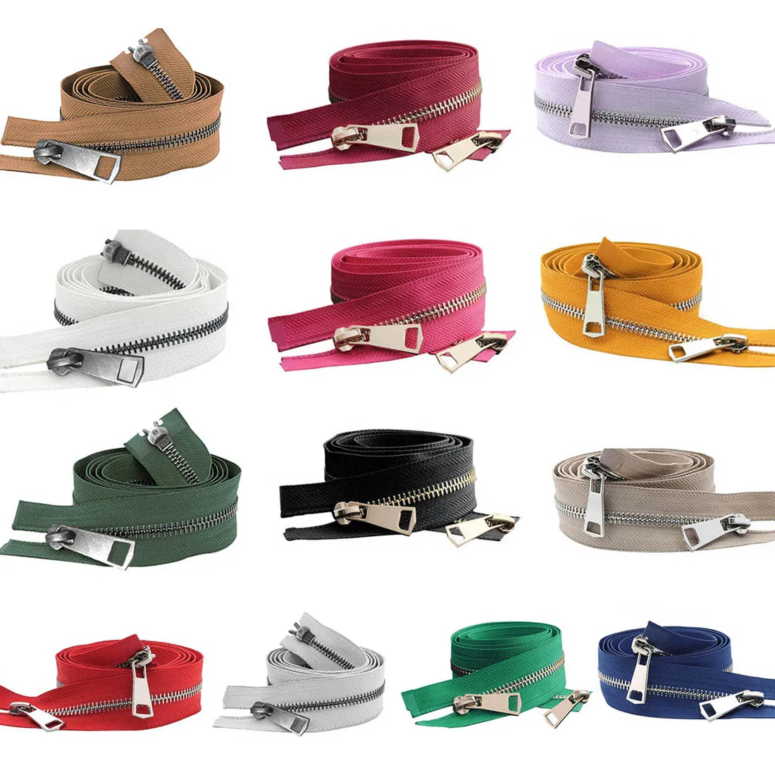 20/30/40/50/60/70/80cm 5# Colorful High Quality Open-end Double Sliders Metal Zipper DIY Handcraft For Cloth Pocket Garment Bags