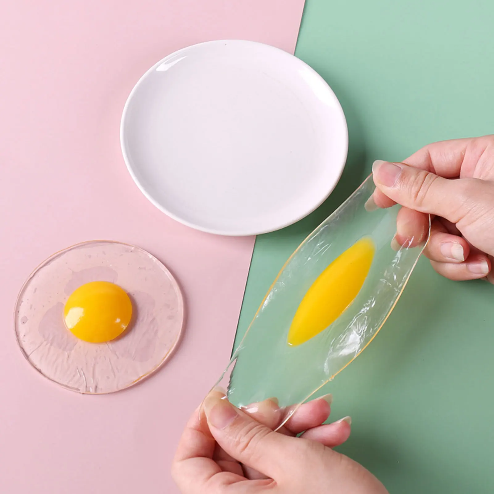 New Sticky TPR Rubber Eggs Squeeze Kitchen Food Toy Pretend Play Cooking Fried Egg Omelette Gags Joke Kids Relieve Stress Toys 4