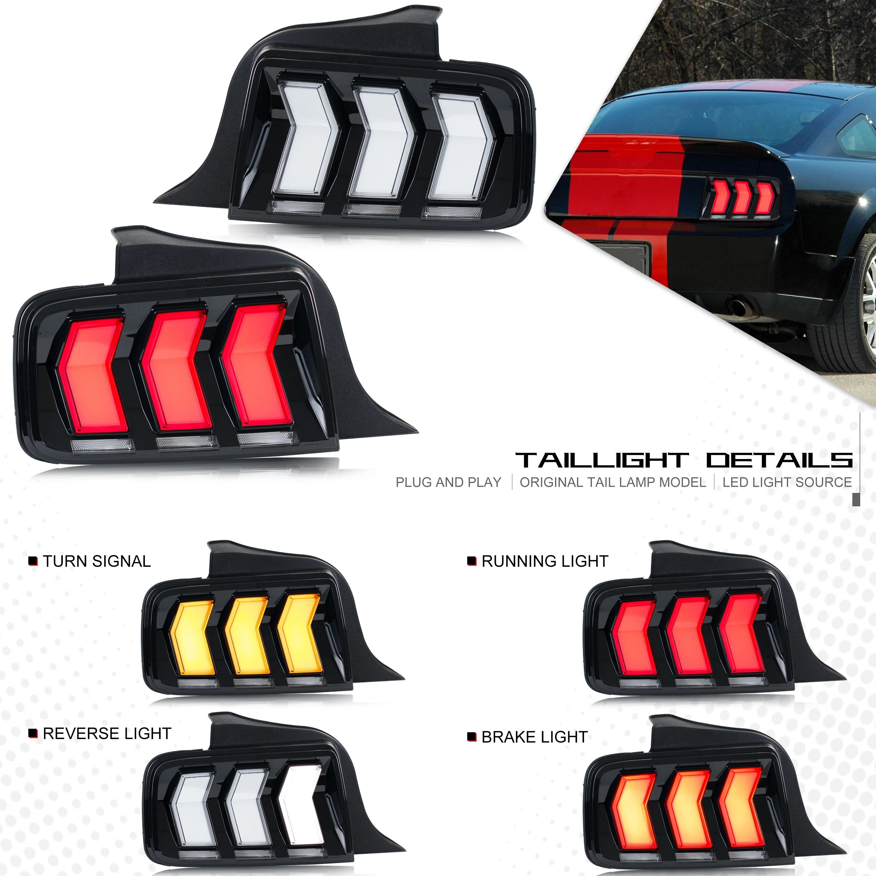 FARI A LED DRL Omologati Per FORD MUSTANG 2 | Trasformazione Luci King Kong Illuminazione Bianca Pot I65869