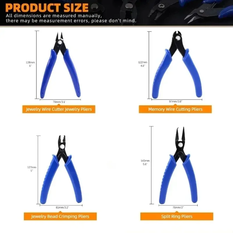 와이어 랩핑, 비딩 프로젝트용 크림핑 및 플러시 커터가 포함된 보석 세공 플라이어 세트, DIY 공예 도구 키트 선물