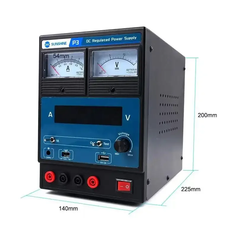 SUNSHINE P3 DC 조정 전원 공급 장치, 다기능 멀티미터용 듀얼 디지털 디스플레이, 단락 보호, 5V, 8.4V, 15V