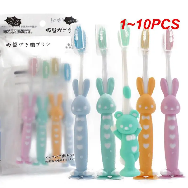 

1~10PCS Set Household Children Cartoon Toothbrush Bunny Bear Soft Bristled Silicone Cute Clean Teeth Brushing Travel