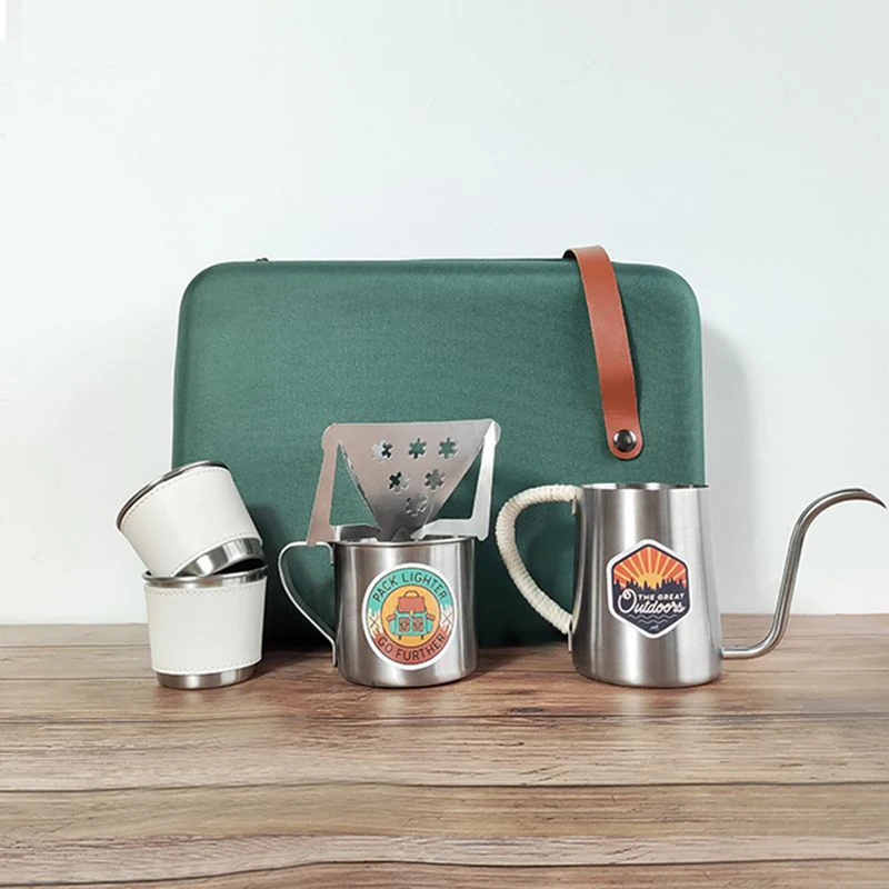 

Outdoor Coffee Set Coffee Accessories Manual Grinder Mill Glass Pot with Filter Dripper Gooseneck Kettle Specialized With Bag