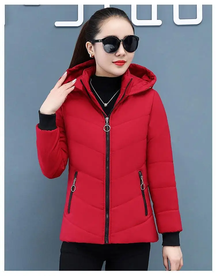 Women'S Short Winter Lambswool Down Cotton Jacket 2025 New Plus Velet Warm Cotton Coat Korean Loose Hooded Parkas Outerwear