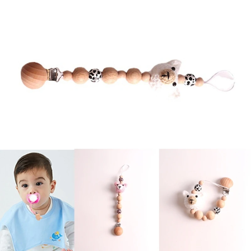 

Paci Holder for Baby Boys Girls Teething Beads Soothie Clip Teether Toy Durable