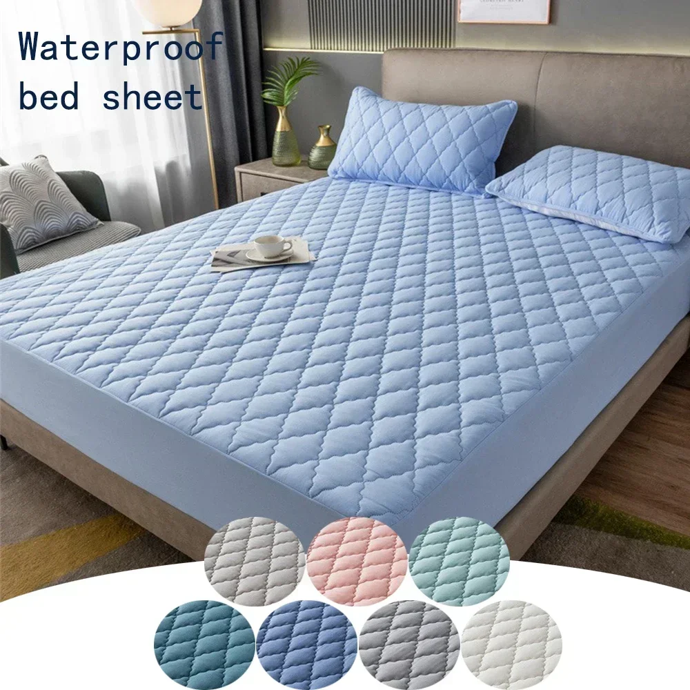 Waterproof Thicken Mattress Cover Protector Non-Slip Bed King & Queen Size Soft Skin-Friendly Bed Cover Fitted Machine Washable