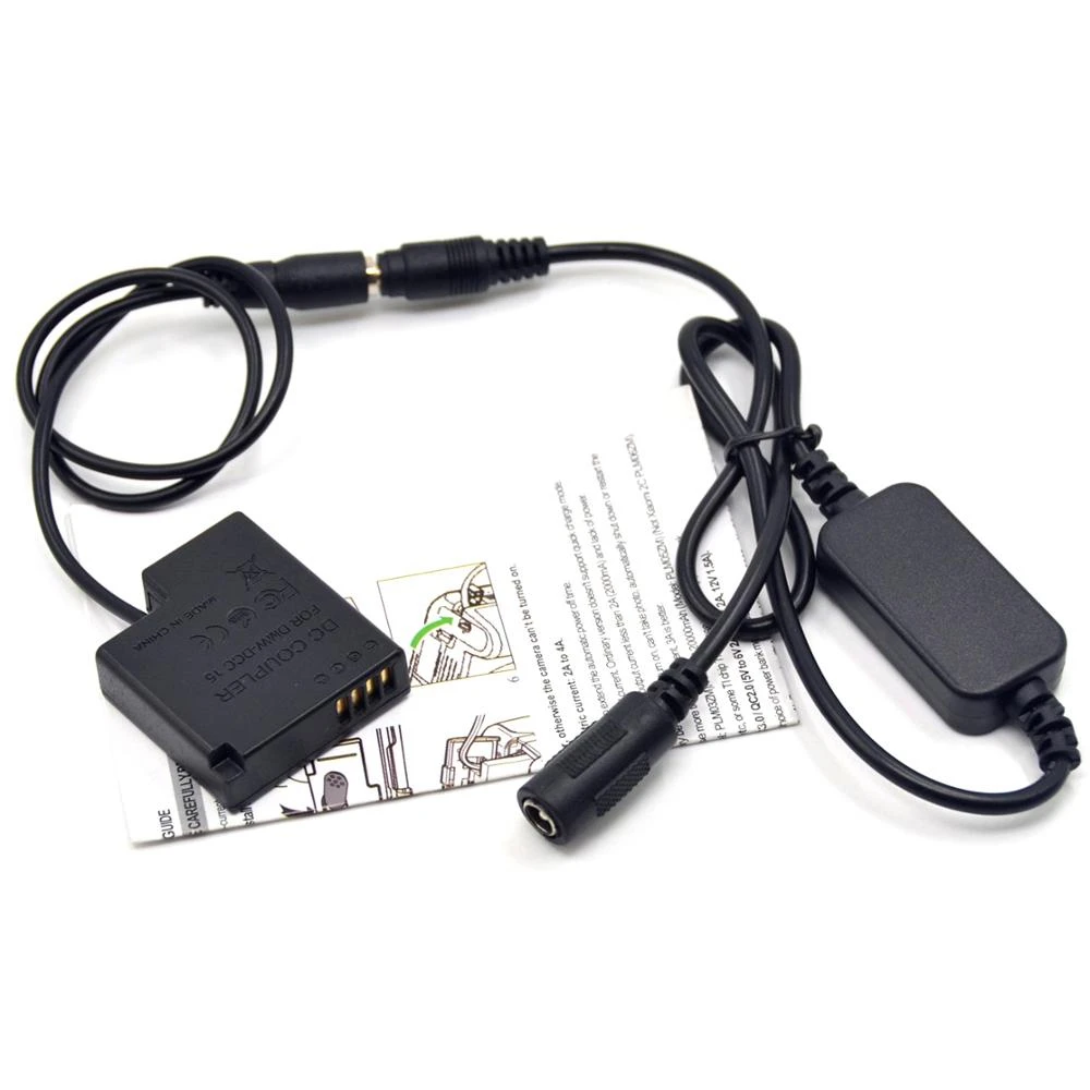 12V-24V Step-Down Power Adapter Cable + DMW-DCC15 Dummy Battery DMW-BLH7E BLH7EPP for Panasonic DMC-GM1 GM5 GF7 GF8 LX10 LX15