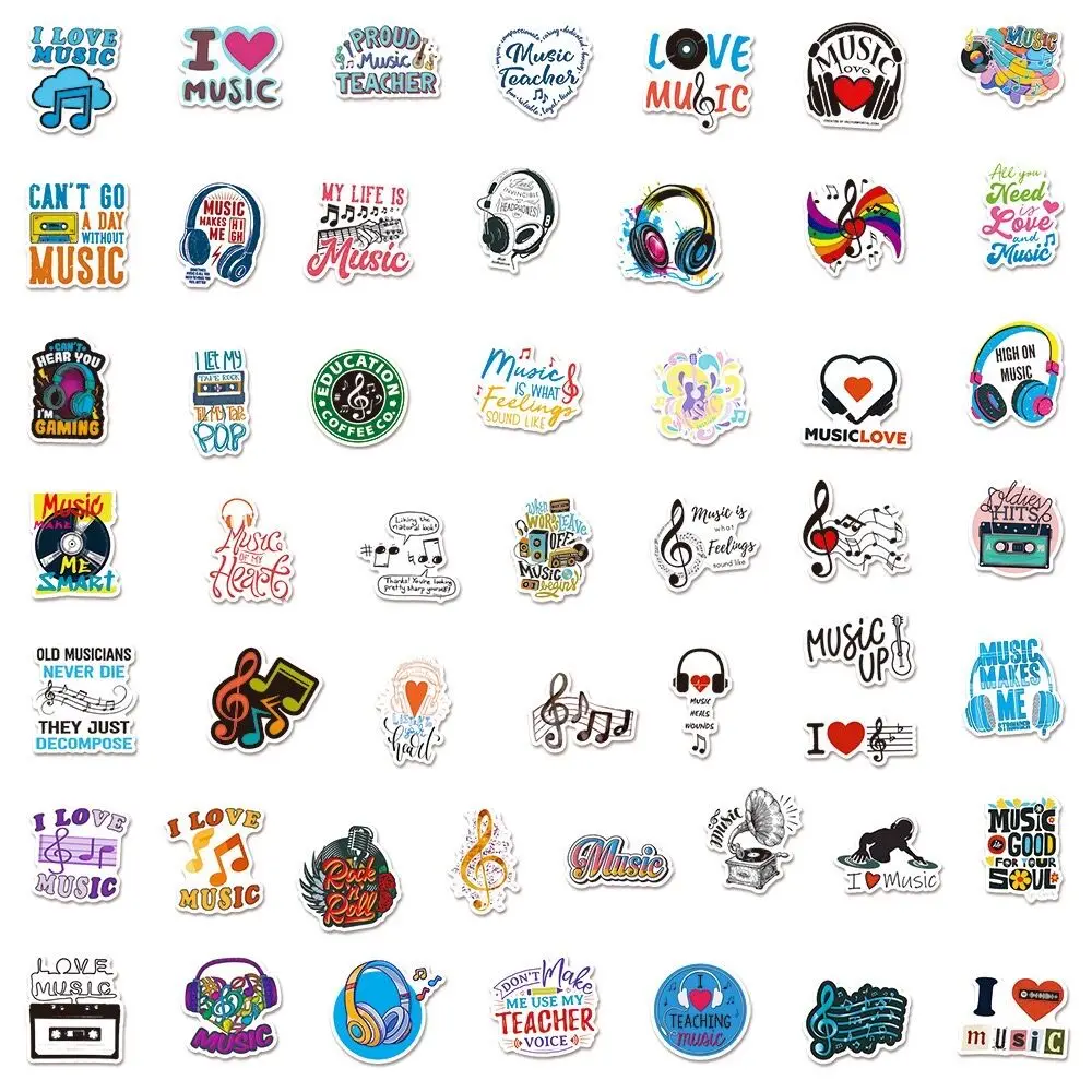 10/30/50pcs Cute Motivational Music Notes Stickers Inspirational Phrases Decals Scrapbook Suitcase Fridge Skateboard Sticker Toy