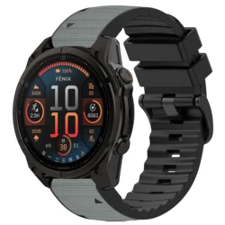 Premium 22/26mm QuickFit Leather Silicone Strap - Stylish Watch Band Bracelet - QuickFit 26mm (Grey)