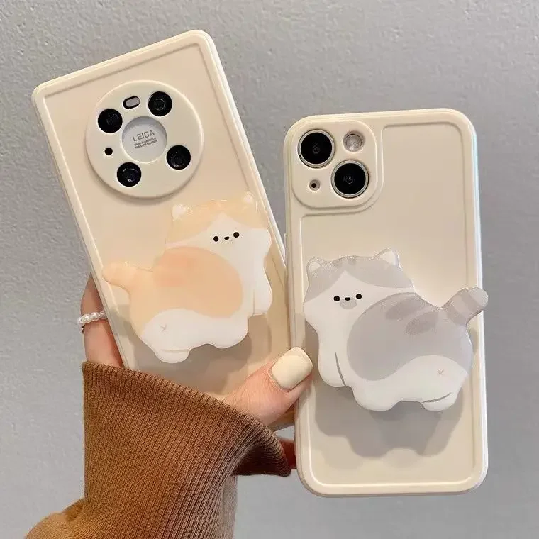 Cute Kitten Cartoon Acrylic Grip for Phone - Image 2