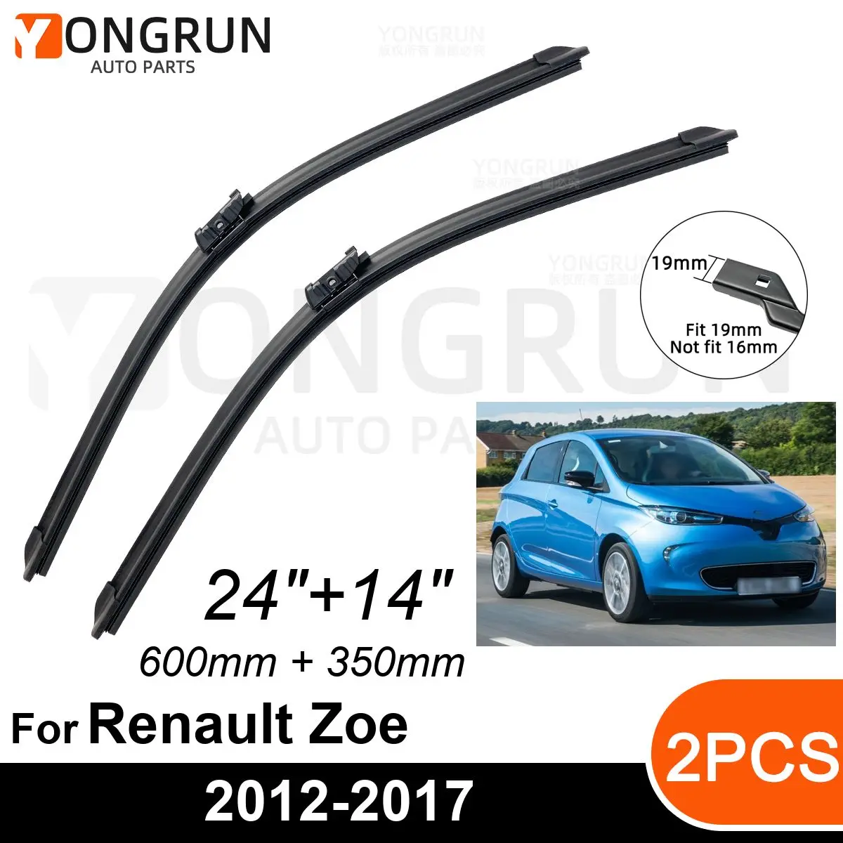 

Стеклоочистители для Renault Zoe 2012-2017, резиновые щетки стеклоочистителя 24 + 14 дюймов, аксессуары для лобового стекла автомобиля