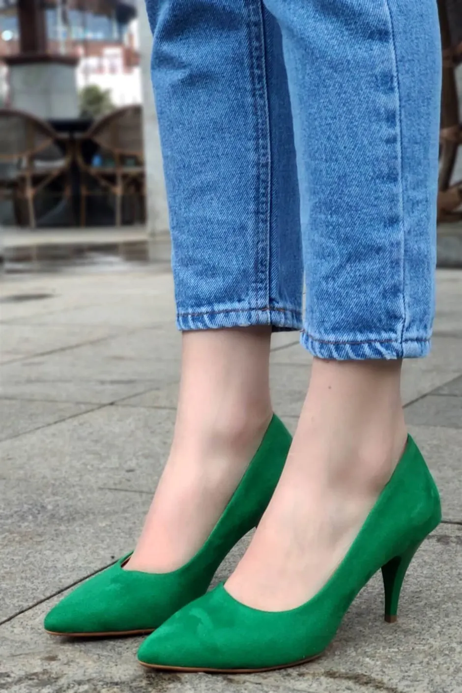 Anabelle Suede Grass Green Heels 