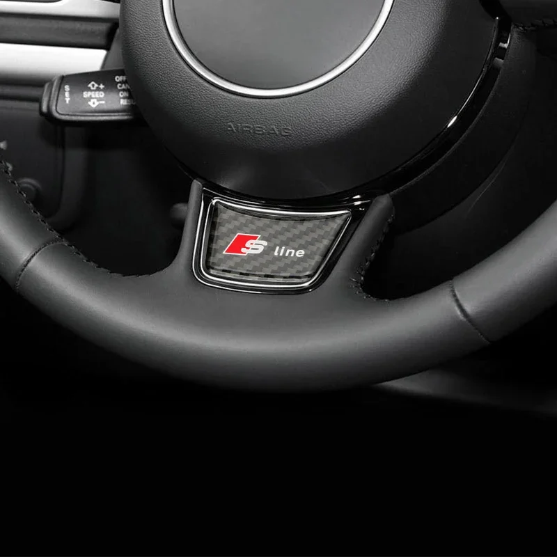 Car Steering Wheel Badge 3D Carbon Fiber RS Logo S Line Emblem Sticker For Audi A1-A7 S3-S6
