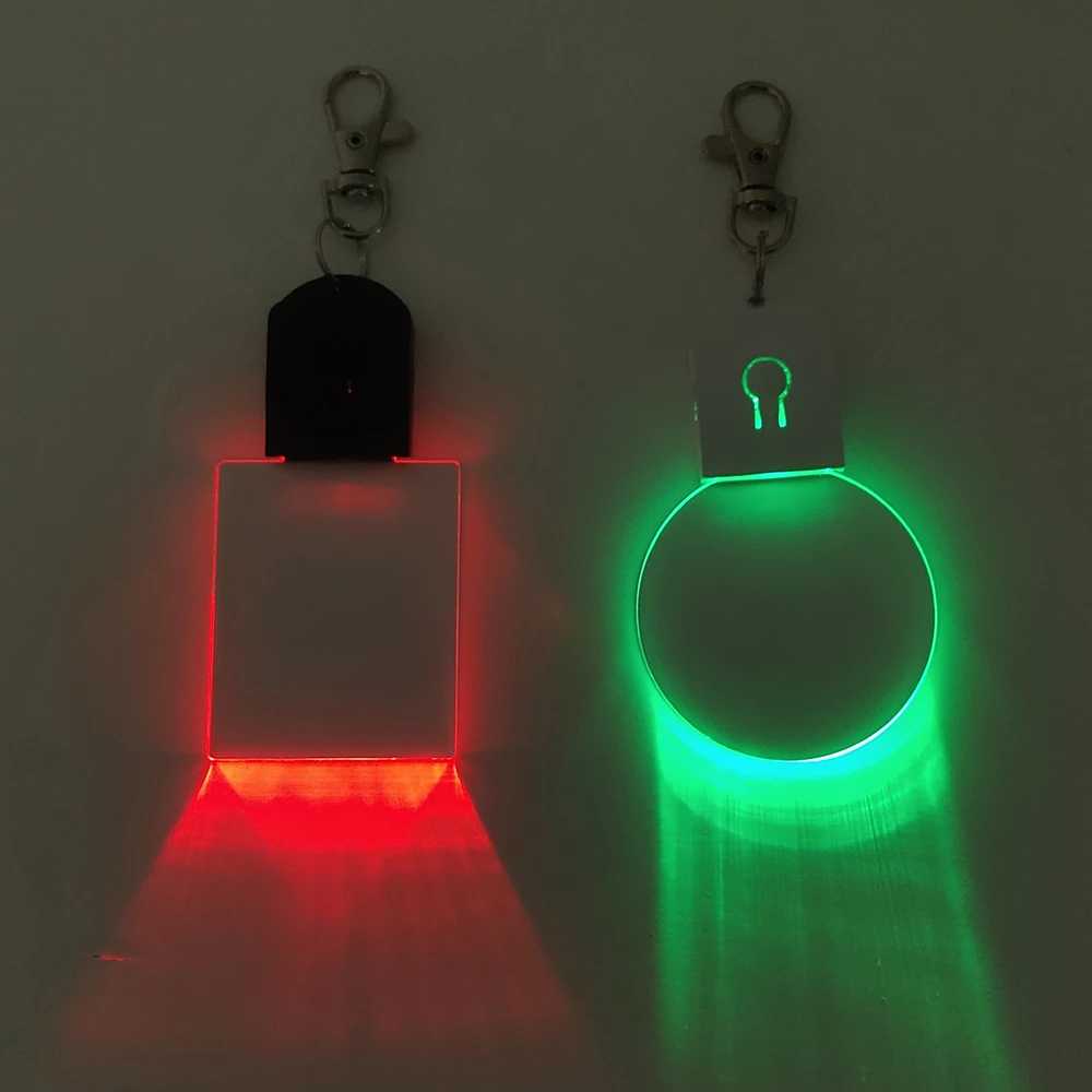 10Pcs Led 3D Blank Acrylic Keychain RGB Colorful Night Light Key Pendant Lamp Christmas Gift DIY Key Ring Rechargeable Light 3