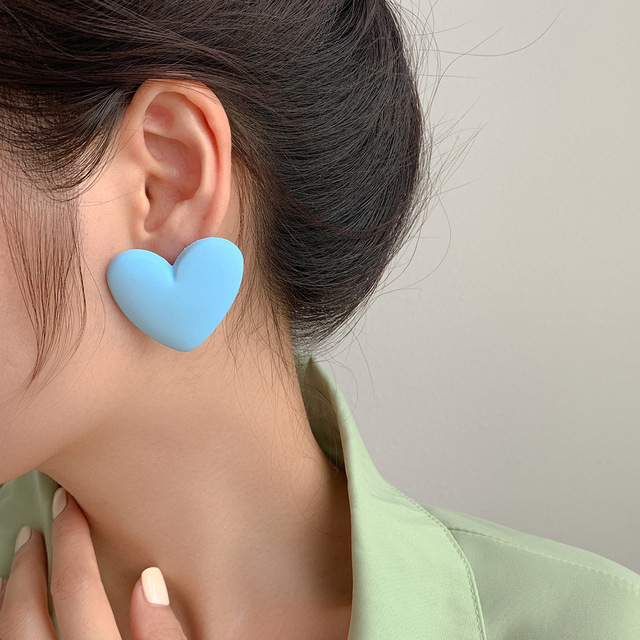 Pop Candy Color Acrylic Love  Earrings Simple Geometric Heart Earrings All-match Fashion Party Color Jewelry Earrings