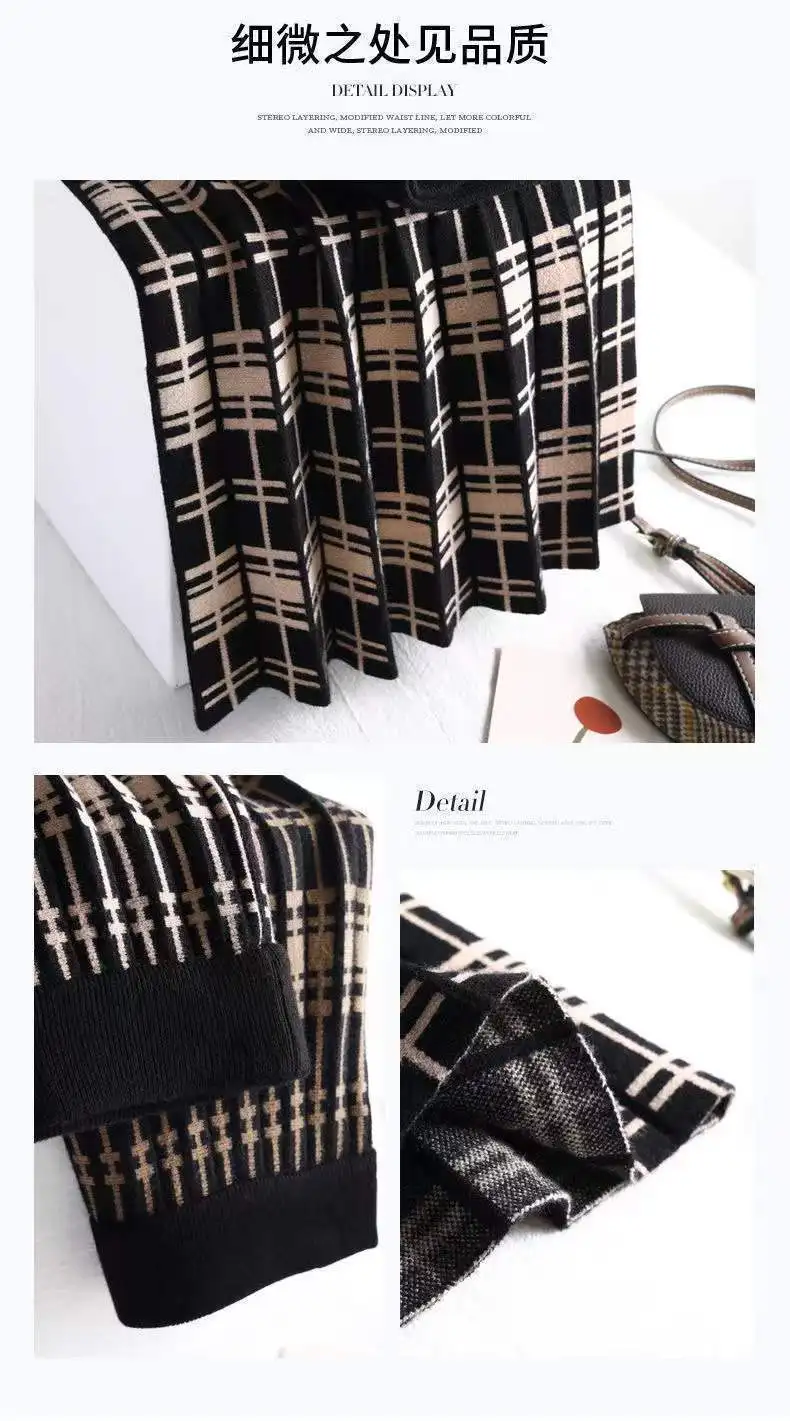 Plaid Skirt Winter Thick Woolen Half-Length Skirt 2025 New High-Waist Plaid A-Line Large Skirt Apring Autumn Elegant