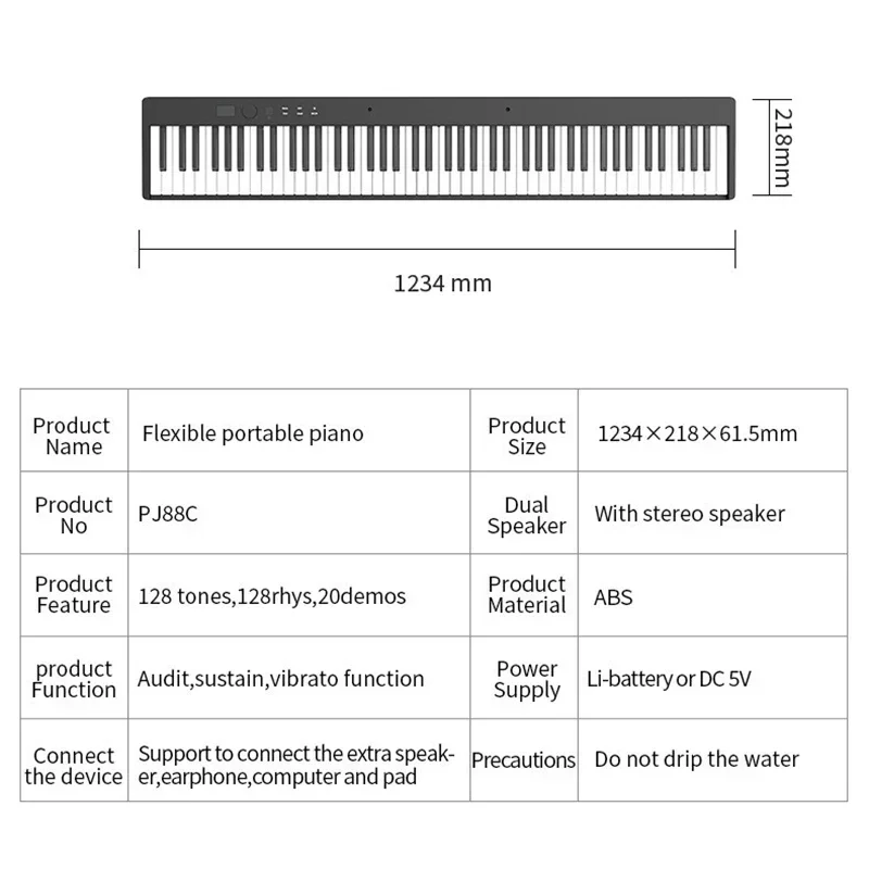 Folding Piano 88 Keys Adult Electronic Piano Beginners Midi Controller Musical Keyboard Professional Portable Electric Organ