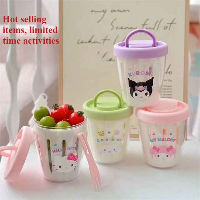 Kuromi – tasse à salade de fruits, dessin animé, mélodie mignonne, conservateur de Drainage à Double couche, magnifiquement créatif, tasse à fruits de pique-nique Portable 1