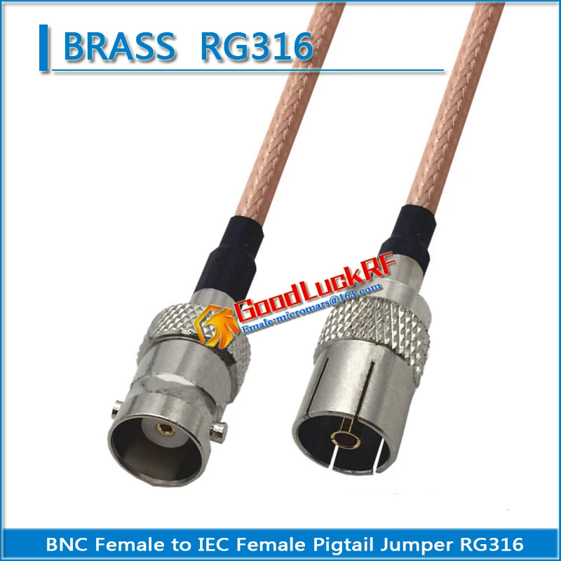 

1X Pcs High-quality Q9 BNC Female To TV IEC Female Pigtail Jumper RG316 50-1.5 cable Extend cable BNC - IEC Dual Female Low Loss