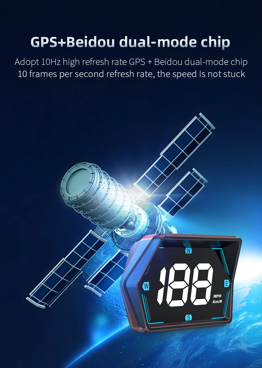 GPS HUD G20 Car Digital Speedometer Head-up Display Speed Meter Mph Kmh Compass